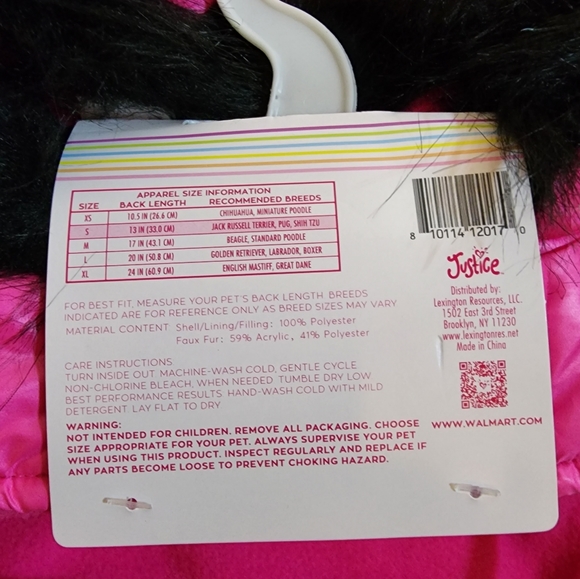 Justice Pet Puffer Jacket Pink with Hood Reversible Dog Coat Size Small NWT - Picture 7 of 10